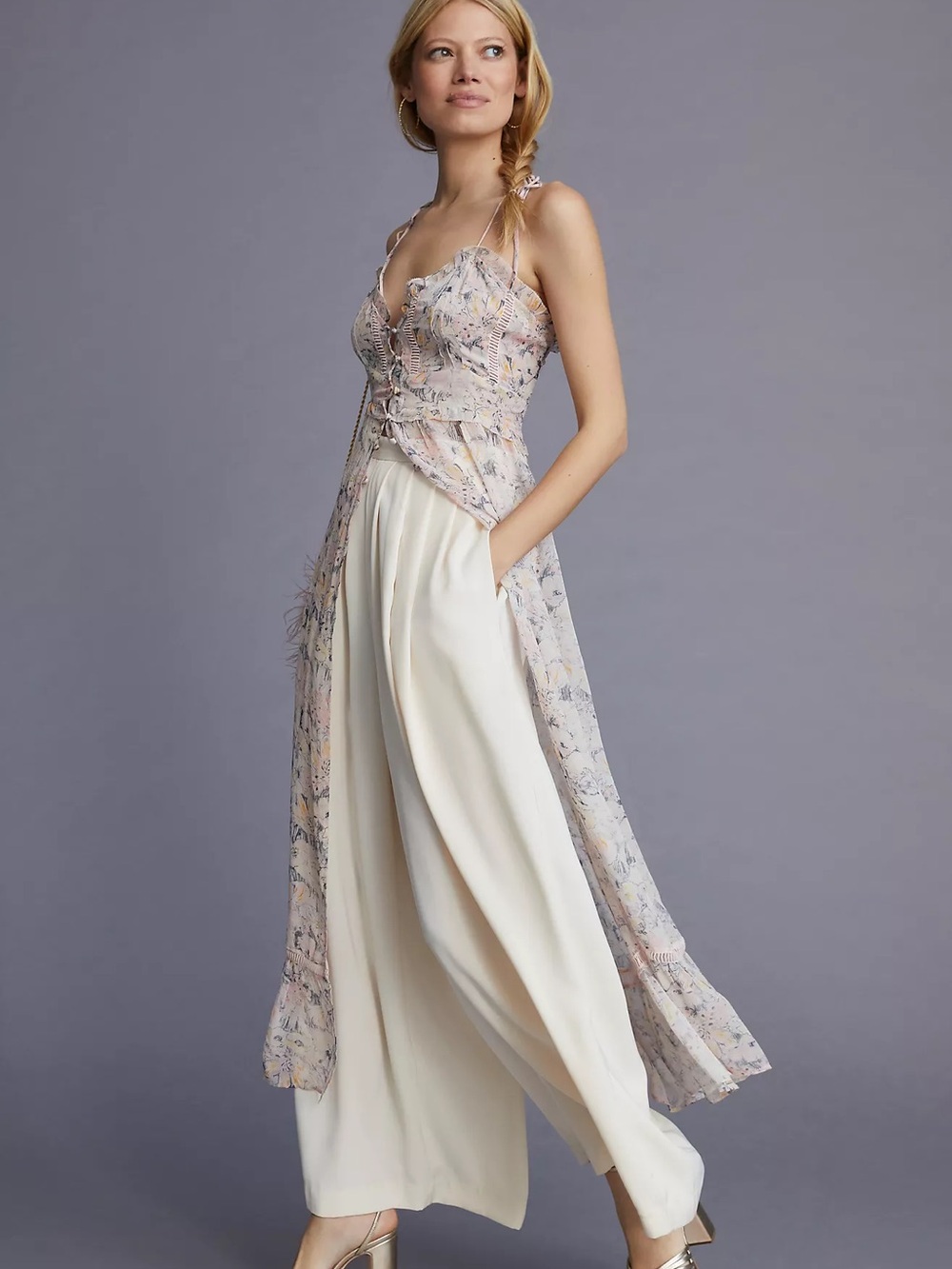 By Anthropologie Sheer Curtain Maxi Top